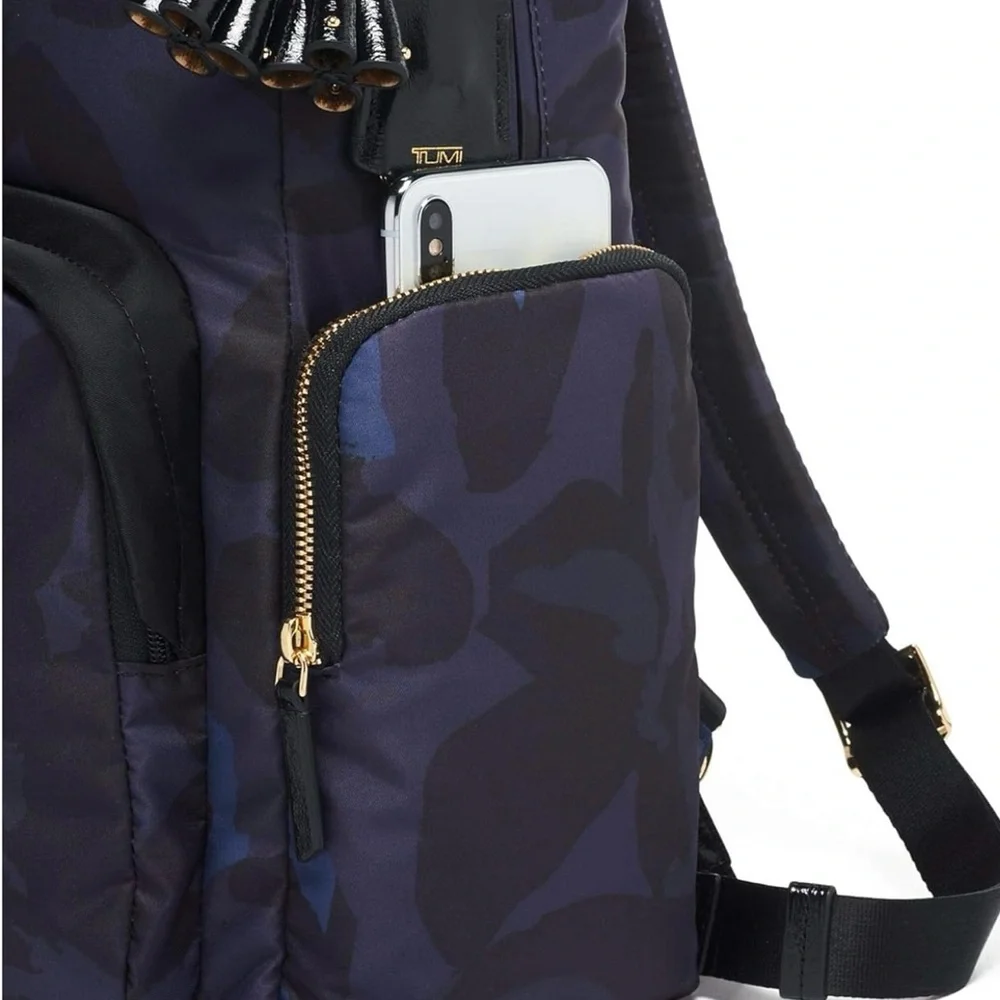 Tumi Navy and Black Floral Print Backpack